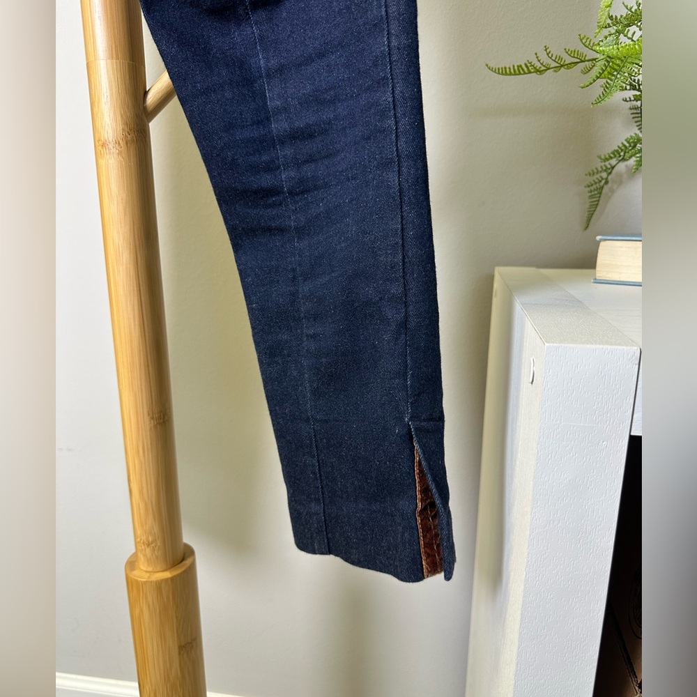 Anthropologie Essential Slim Denim Crop Trouser Dark Blue Jean Mid Rise Size 2 - Picture 11 of 11